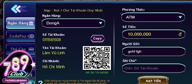 Những điều cần phải tránh khi nạp tiền 789 Club