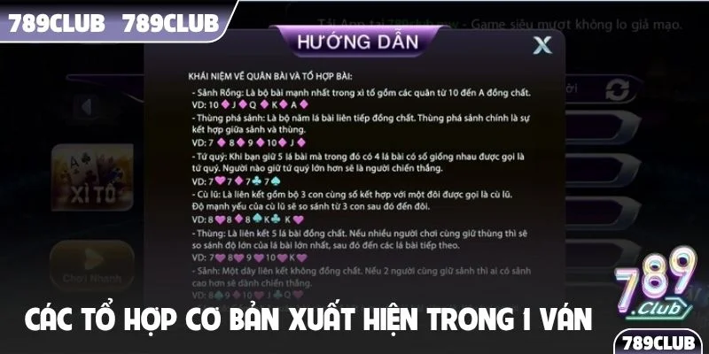 Các tổ hợp cơ bản xuất hiện trong 1 ván cược